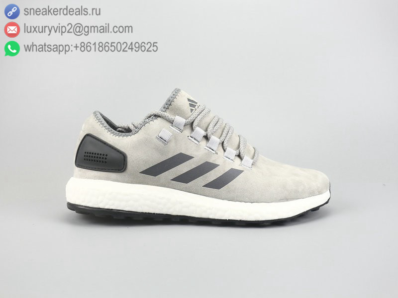 ADIDAS ULTRA BOOST GREY LEATHER MEN RUNNING SHOES
